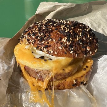Ovenbird Bakery - Sausage egg and cheese on an everything - Bakeries Near Me - Baltimore, Maryland