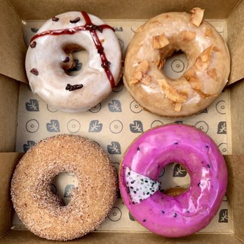 Holey Grail Donuts - Tasting box today featured Lydgate Farms, Reincarnated, Dragonslayer, and Theobroma. - Donuts Near Me - Honolulu, Hawaii Holey Grail Donuts - Tasting box today featured Lydgate Farms, Reincarnated, Dragonslayer, and Theobroma. - Donuts Near Me - Honolulu, Hawaii