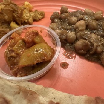Chandigarh Bites Express - The Punjabi pickle with Choley and Aaloo Gobi as plated at home - Indian Near Me - Allen, Texas