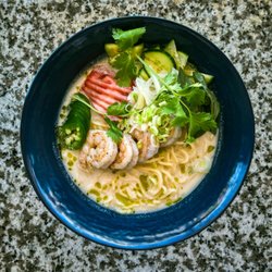 The Bowl Ramen & Izakaya - Chilled thom kha ramen with grilled shrimp!