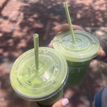 Blank Street - Blueberry matcha with oat and Daydream matcha with oat mylk. - Coffee & Tea Near Me - Washington, DC, District of Columbia