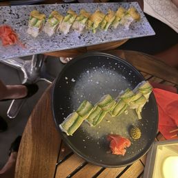 Filet mignon sushi and avocado roll (both modified to be gluten-free). Delicious! Filet mignon sushi and avocado roll (both modified to be gluten-free). Delicious!