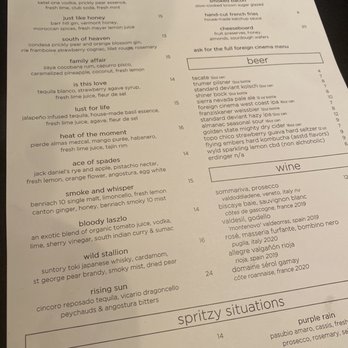 Laszlo - Menu! - Lounges Near Me - San Francisco, California