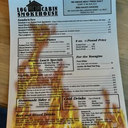Log Cabin Smokehouse - Menu