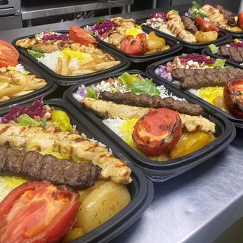 Kabob Land - a variety of food in trays - Middle Eastern Near Me - Calgary, Alberta