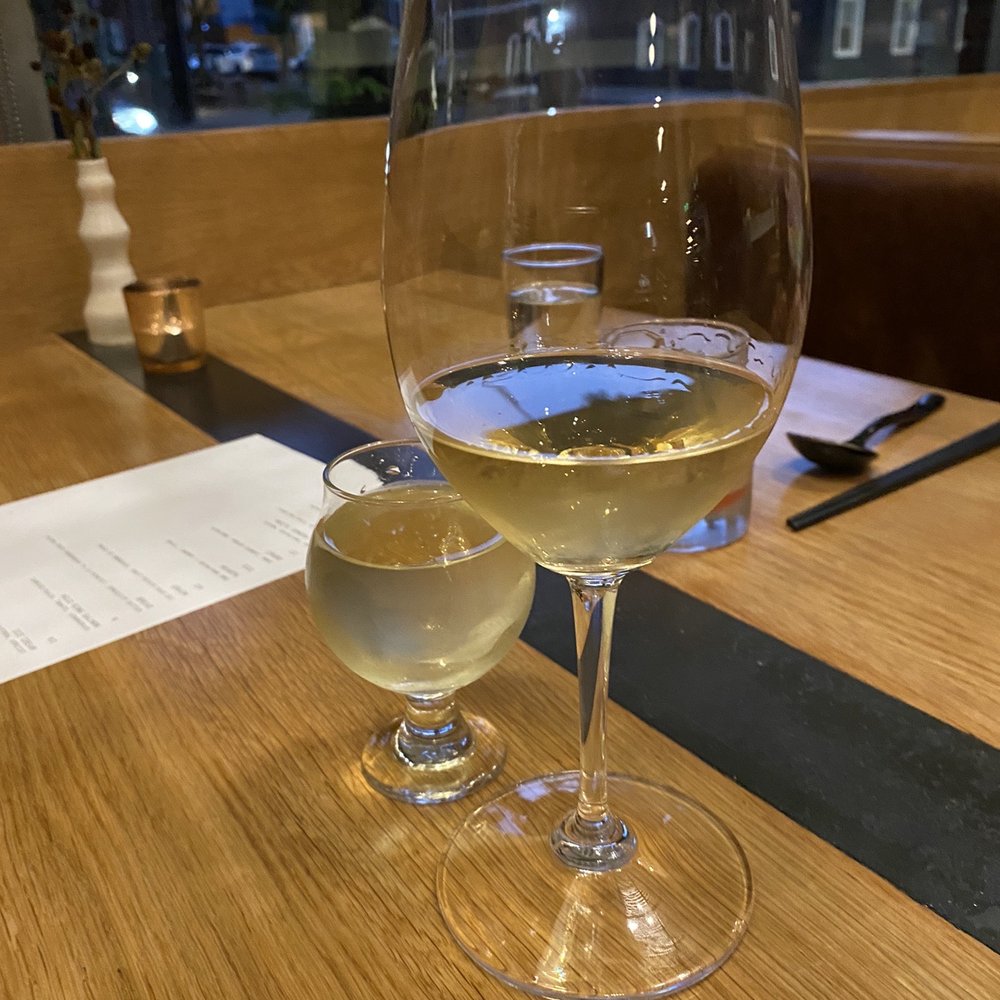 The Wolf's Tailor - Chardonnay and cider from the wine pairing and mixed beverage pairing. July 2022. - New American Near Me - Denver, Colorado The Wolf's Tailor - Chardonnay and cider from the wine pairing and mixed beverage pairing. July 2022. - New American Near Me - Denver, Colorado