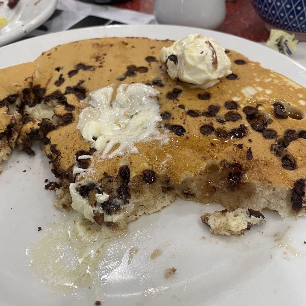 The Sixties Diner - Chocolate chip pancake, sorry I could not wait to eat it. - Diners Near Me - Norwood, Massachusetts The Sixties Diner - Chocolate chip pancake, sorry I could not wait to eat it. - Diners Near Me - Norwood, Massachusetts