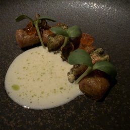 Sunchoke - dumplings, champagne, salmon roe