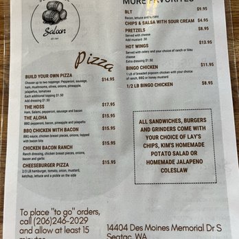 Sunnydale Saloon - The Menu (other side) - Bars Near Me - SeaTac, Washington Sunnydale Saloon - The Menu (other side) - Bars Near Me - SeaTac, Washington