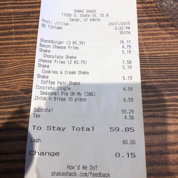 Shake Shack The School Yard - Wow way expensive for a family of 4 - Fast Food Near Me - Sandy, Utah Shake Shack The School Yard - Wow way expensive for a family of 4 - Fast Food Near Me - Sandy, Utah