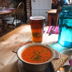 Tomato soup and a pint of bitters