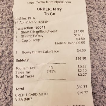 Frontier Perk Cafe - Terrible meal! Spent almost $50. with tip jar! Rotten sandwiches, hair on chips, 3 oz given for cup of soup intentionally! - Cafes Near Me - St. Charles, Missouri Frontier Perk Cafe - Terrible meal! Spent almost $50. with tip jar! Rotten sandwiches, hair on chips, 3 oz given for cup of soup intentionally! - Cafes Near Me - St. Charles, Missouri