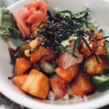 Poke Stop - Create your own poke bowl.  chili sauce (too sweet) - Ramen Near Me - Fort Worth, Texas