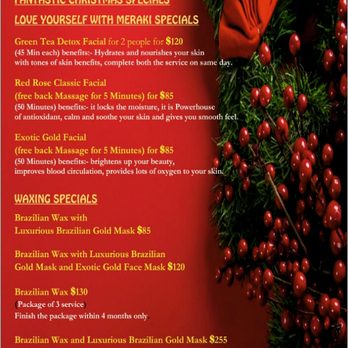 Meraki waxing & more - Holiday season specials valid until 01/05/2020 --Call for Appointments...... - Waxing Near Me - Fort Worth, Texas Meraki waxing & more - Holiday season specials valid until 01/05/2020 --Call for Appointments...... - Waxing Near Me - Fort Worth, Texas