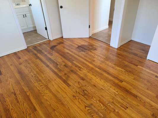 Hardwood screen and recoat - Removal of existing finish and applying  new polyurethane finish.