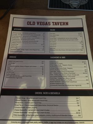 Menu photo 1 Old Vegas Tavern Las Vegas, NV Menu photo 1 Old Vegas Tavern Las Vegas, NV