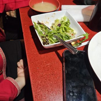 Yamato Japanese Restaurant - Salad and miso soup - Noodles Near Me - Stevenson Ranch, California
