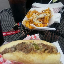 Big Yellow Trailer - Half order chili cheese. Fries and a philly cheese steak