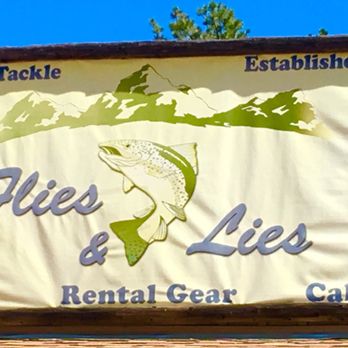 Flies & Lies - Business sign in Deckers. I love how it alludes to wild fish stories. - Fishing Near Me - Sedalia, Colorado Flies & Lies - Business sign in Deckers. I love how it alludes to wild fish stories. - Fishing Near Me - Sedalia, Colorado