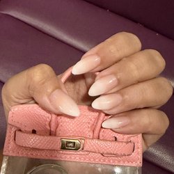 Hua Hua Sunny Nails Spa - Builder gel with natural and white ombré with almond shaped tips!