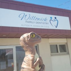 Willoughby Family Dentistry - Bob the Raptor Says "I think that mammals come here to get their teeth sharpened."