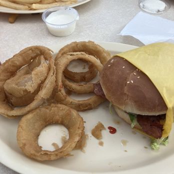 P & L Burgers - Bacon avocado cheeseburger with onion rings - Burgers Near Me - Thousand Oaks, California P & L Burgers - Bacon avocado cheeseburger with onion rings - Burgers Near Me - Thousand Oaks, California