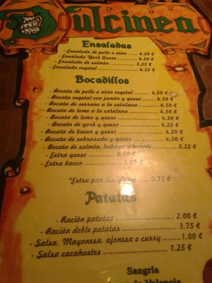 Menu photo 1 Bar Dulcinea Benidorm, A