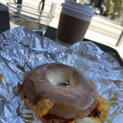 JavaHut Kings Beach - Bacon, egg, and cheese on a bagel