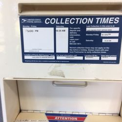 US Post Office - Lobby drop box collection times, Box on street (drive up) is 4pm