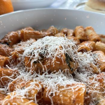 Ascione Bistro - Rigatoni pasta with a meatball in the center - Italian Near Me - Chicago, Illinois Ascione Bistro - Rigatoni pasta with a meatball in the center - Italian Near Me - Chicago, Illinois