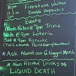 Golden Nugget Pub - Weekly events - Monday: Trivia @7pm, Wednesday: Lotería @9pm, Karaoke @9pm, Random Tuesday/month: paint night