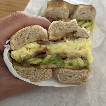 Main Street Bagels - #6 Egg, Bacon, Avocado, Tomato and Pepper Jack Bagel - Bagels Near Me - San Jose, California