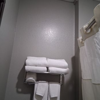Quality Inn & Suites - The bathroom is small, which is fine but the curtain takes up way to much space because its curved. - Hotels Near Me - Lincoln, Nebraska Quality Inn & Suites - The bathroom is small, which is fine but the curtain takes up way to much space because its curved. - Hotels Near Me - Lincoln, Nebraska