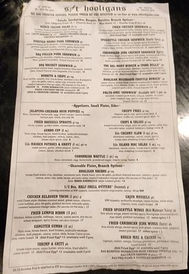 Menu photo 3 S/T Hooligans Seattle, WA