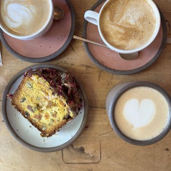 Harken Cafe - Cappuccino (oat milk). Cappuccino (whole milk), lavender earl gray latte, turmeric bread - Coffee & Tea Near Me - Charleston, South Carolina Harken Cafe - Cappuccino (oat milk). Cappuccino (whole milk), lavender earl gray latte, turmeric bread - Coffee & Tea Near Me - Charleston, South Carolina
