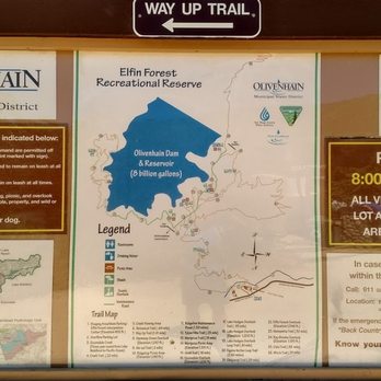 Elfin Forest Recreational Reserve - Map on a trail kiosk board - Hiking Near Me - Escondido, California Elfin Forest Recreational Reserve - Map on a trail kiosk board - Hiking Near Me - Escondido, California