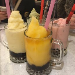 Peach slush, Pineapple, strawberry and Matcha. Peach slush, Pineapple, strawberry and Matcha.