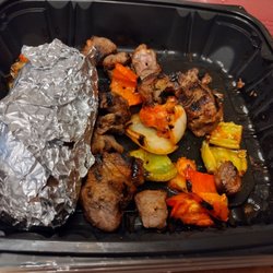 Texas Roadhouse - Steak kabobs with a no rice and a baked potato