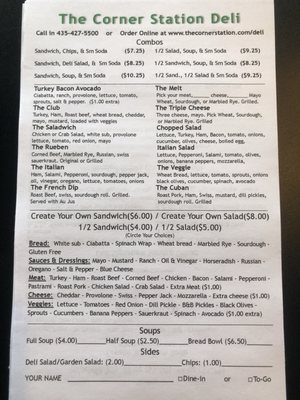 Menu photo 4 The Corner Station Deli Fairview, UT Menu photo 4 The Corner Station Deli Fairview, UT