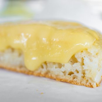 The Crumpet Shop - Lemon Curd Crumpet cross-section - Bakeries Near Me - Seattle, Washington