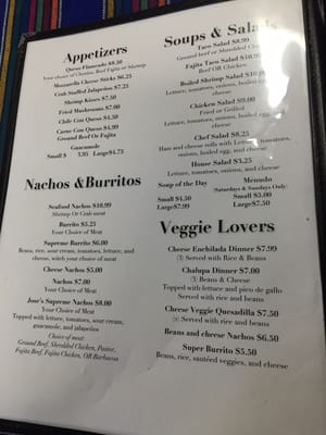 Menu photo 8 Jose's Cantina Crystal Beach, TX