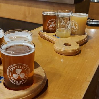 Propeller Brewing Company - a flight of beers on a table - Breweries Near Me - Halifax, Nova Scotia Propeller Brewing Company - a flight of beers on a table - Breweries Near Me - Halifax, Nova Scotia