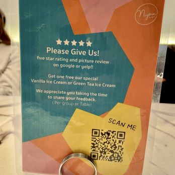 Niyom Thai Kitchen - Scanning QR code for an immediate rating - Thai Near Me - Flushing, New York