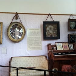 Grand Traverse Heritage Center - Victorian splendor display; hair wreath on far left.