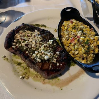 Saluda's - Ribeye with corn salad - New American Near Me - Columbia, South Carolina