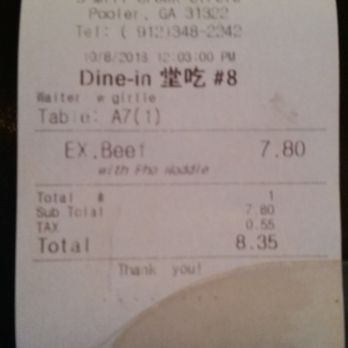 Splendid Shabu - bill for one - Hot Pot Near Me - Pooler, Georgia