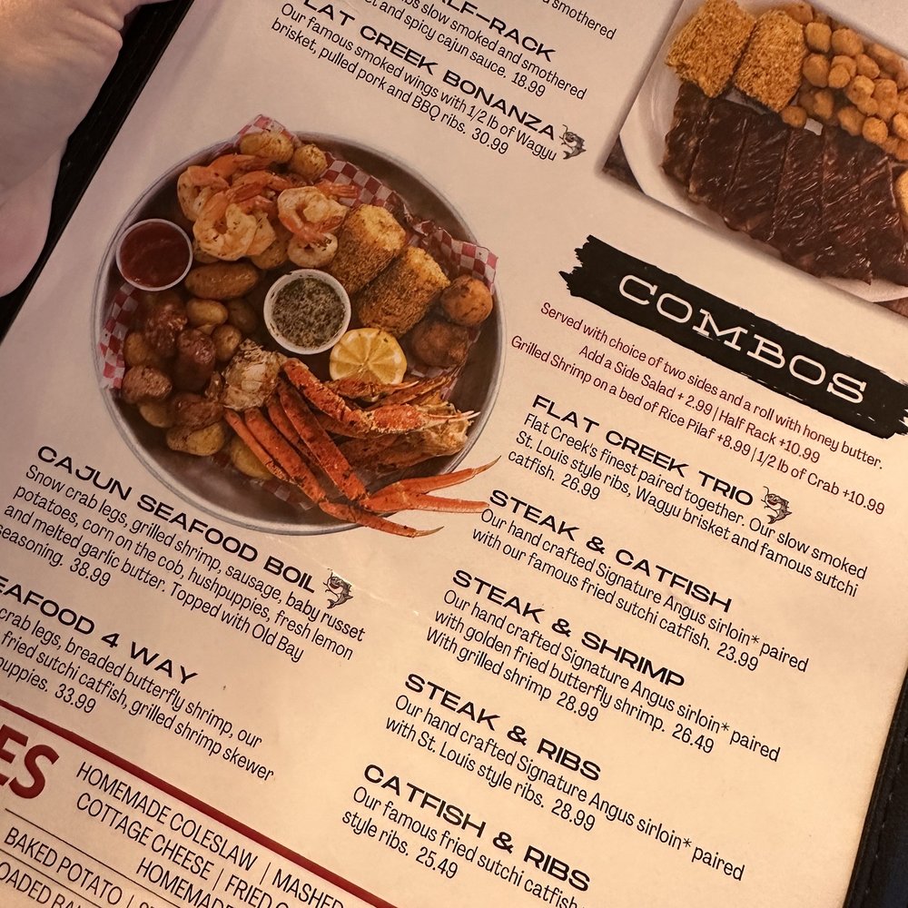 Flat Creek - a menu for a restaurant - Steakhouses Near Me - Webb City, Missouri