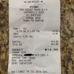 Speedway - Proof of my paid gas