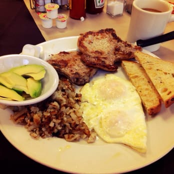 The Breakfast Place - Porch chops and eggs over medium. The chops were juicy and delicious! Try it with the jalapeño cheese toast! - Breakfast & Brunch Near Me - Spring, Texas The Breakfast Place - Porch chops and eggs over medium. The chops were juicy and delicious! Try it with the jalapeño cheese toast! - Breakfast & Brunch Near Me - Spring, Texas