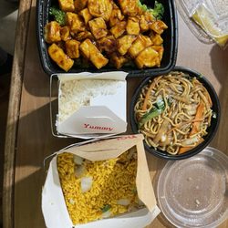 China King - Lobster fried rice, 101. Vegetable Lo Mein, T18. General Tso's Bean Curd